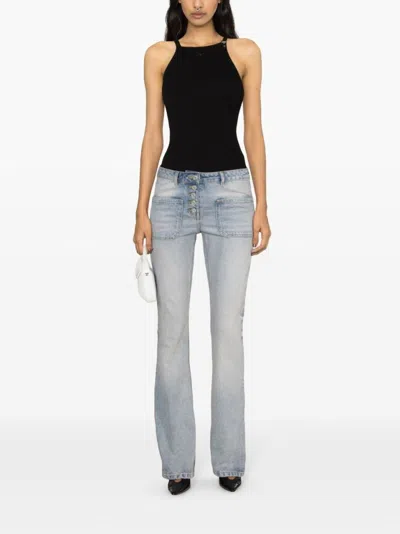 Courrèges Light Blue Low-rise Bootcut Jeans In Blue