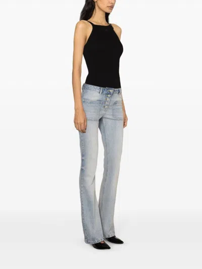 Courrèges Light Blue Low-rise Bootcut Jeans In Blue