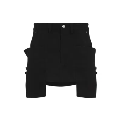 Rick Owens Stefan Black Mini-skirt With Patch Pockets In Wool Woman In Black