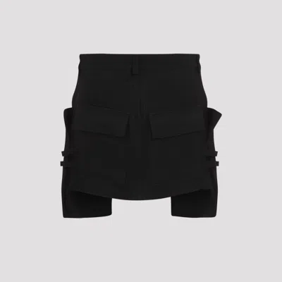 Rick Owens Stefan Black Mini-skirt With Patch Pockets In Wool Woman In Black