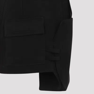 Rick Owens Stefan Black Mini-skirt With Patch Pockets In Wool Woman In Black