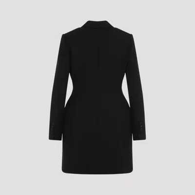 Dolce & Gabbana Double-breasted Wool Blend Blazer With Satin Detailing In Black