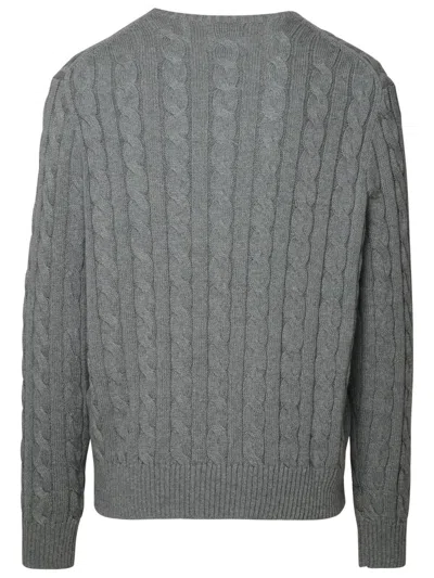 Polo Ralph Lauren Grey Crewneck Sweater With Pony Embroidery On The Front And Woven Knit In Gray