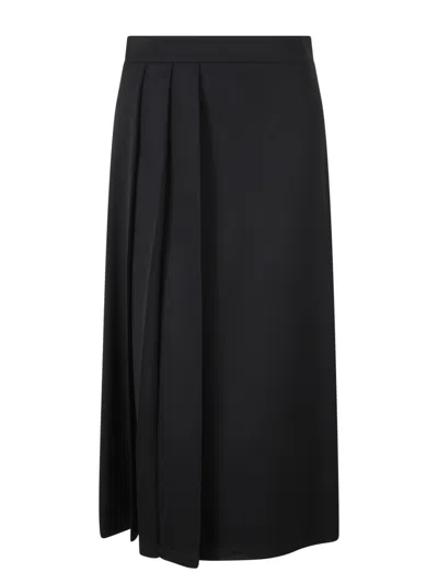 P.a.r.o.s.h Midi Skirt With Folds On One Side In Black