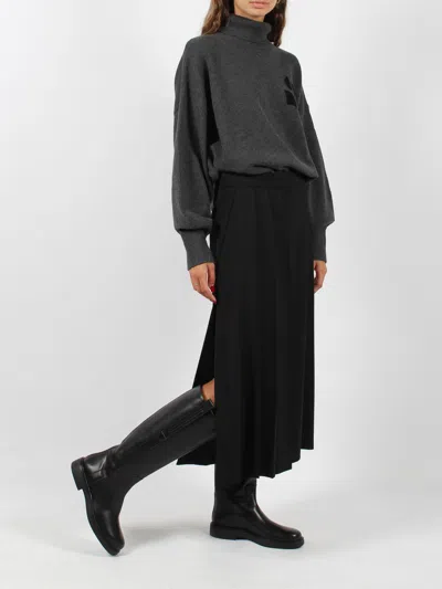 P.a.r.o.s.h Midi Skirt With Folds On One Side In Black