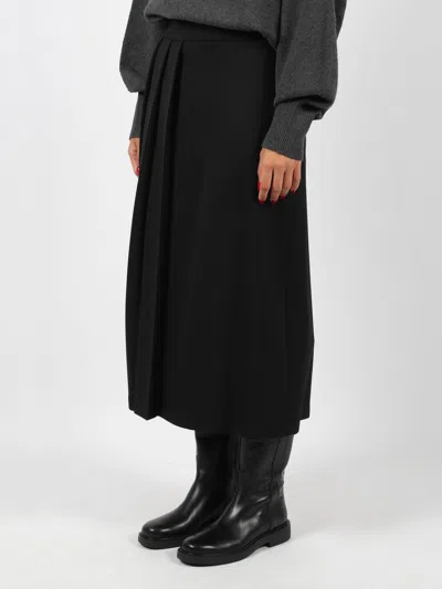 P.a.r.o.s.h Midi Skirt With Folds On One Side In Black