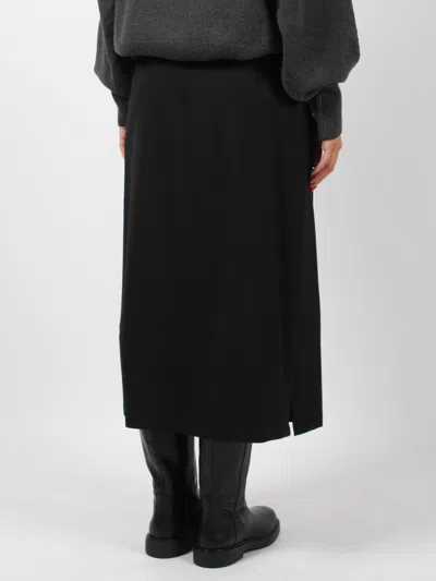 P.a.r.o.s.h Midi Skirt With Folds On One Side In Black