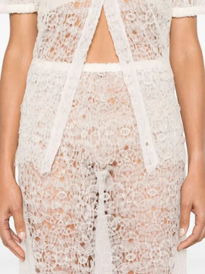 Beaufille Mori Tulle Midi Skirt In White