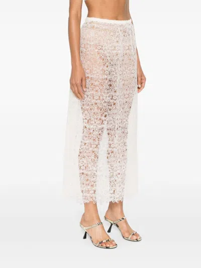 Beaufille Mori Tulle Midi Skirt In White