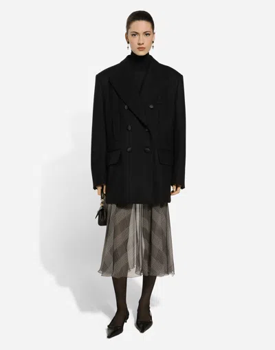 Dolce & Gabbana Oversize Double-breasted Wool Baize Jacket In Black