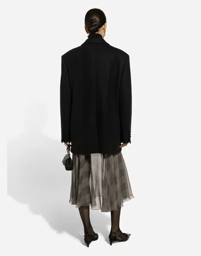 Dolce & Gabbana Oversize Double-breasted Wool Baize Jacket In Black