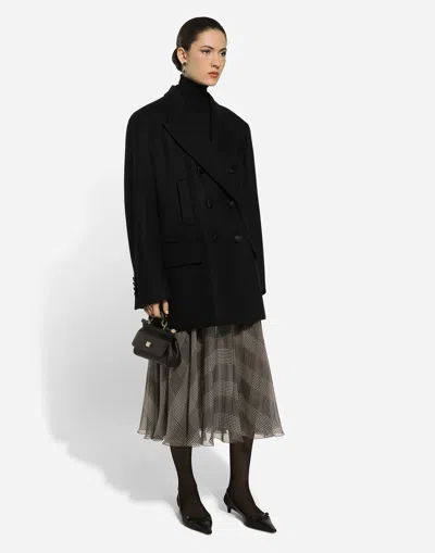 Dolce & Gabbana Oversize Double-breasted Wool Baize Jacket In Black