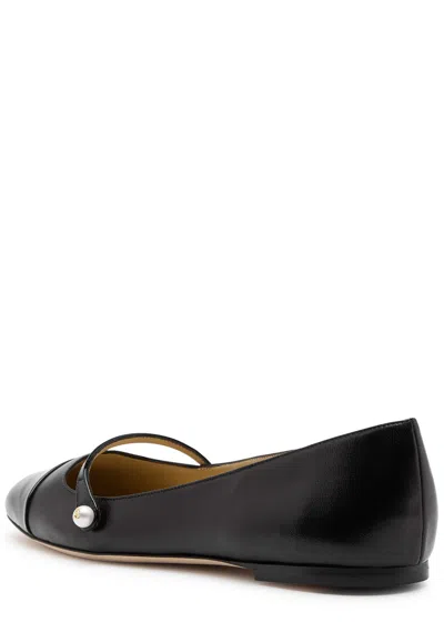 Jimmy Choo Elegant Ballerina Flat Shoes With Patent And Nappa Leather Detailing In Black
