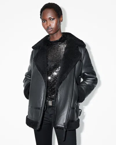 Allsaints Sola Shearling Jacket In Black