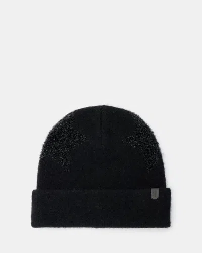 Allsaints Star Tinsel Metallic Beanie In Black
