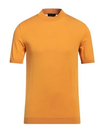 Roberto Collina Man Sweater Apricot Size 38 Cotton In Orange