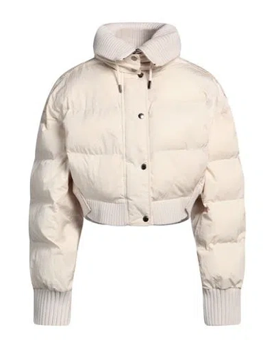 Jacquemus Caraco Layered Ribbed-knit And Quilted Shell Jacket In Off White