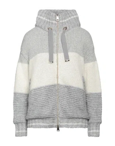 Herno Woman Coat Light Grey Size 12 Synthetic Fibers, Mohair Wool, Alpaca Wool, Wool, Cashmere In Grey