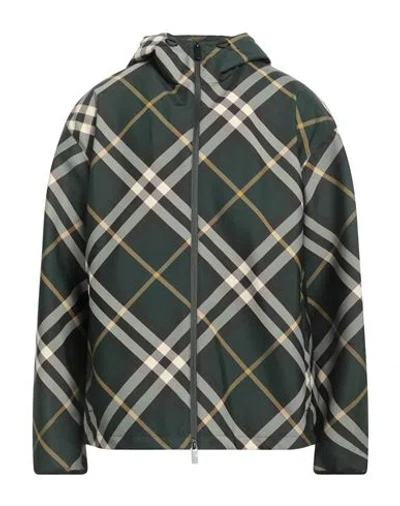 Burberry Check-pattern Zipped Hooded Jacket In Green