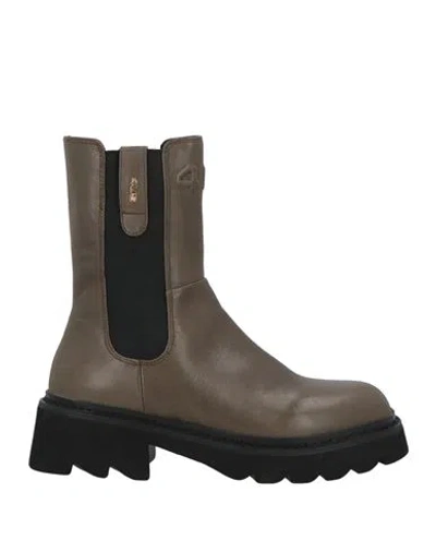 Cesare Paciotti 4us Woman Ankle Boots Military Green Size 8 Leather In Green