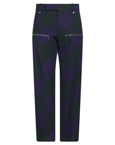Burberry Check Wool Pants In Green