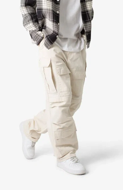 Mnml Ultra Baggy Cotton Cargo Pants In Off White