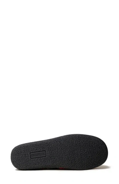 Minnetonka Camp Faux Fur Lined Moccasin Slipper In Black Tartan Plaid