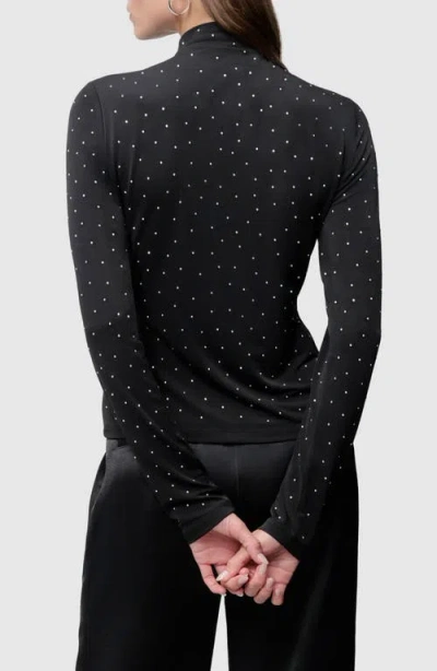 Shop Dkny Stud Mock Neck Top In Black