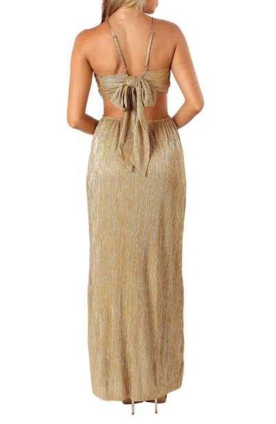 Petal And Pup Petal & Pup Beyz Plissé Maxi Dress In Brown