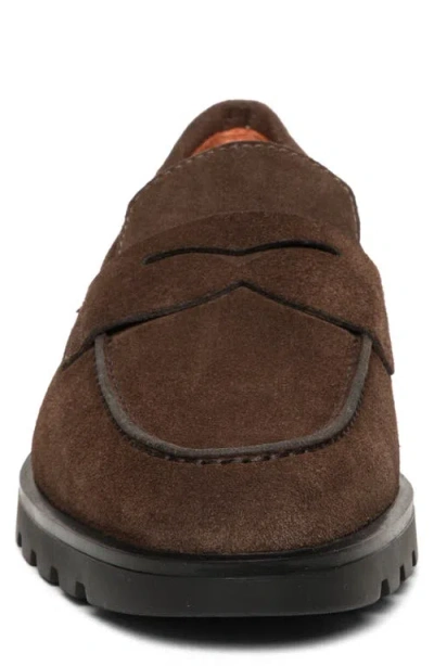 Santoni Men's Rock Suede Lug Sole Penny Loafers In Dark Brown