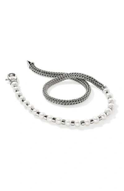 John Hardy Jh Essential Wrap Pearl Bracelet In Silver/pearl