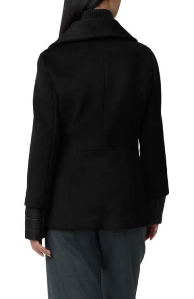 Soia & Kyo Freida Mixed Media Coat With Removable Puffer Bib In Black