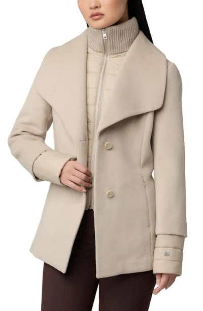 Soia & Kyo Freida Mixed Media Coat With Removable Puffer Bib In Hush