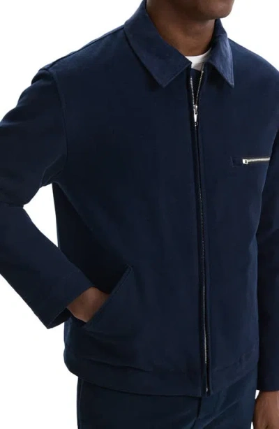 Theory Zip-up Brushed Cotton Twill Jacket In Baltic