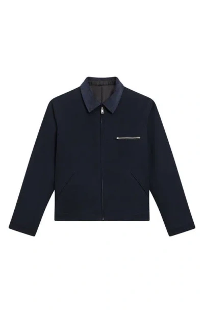Theory Zip-up Brushed Cotton Twill Jacket In Baltic