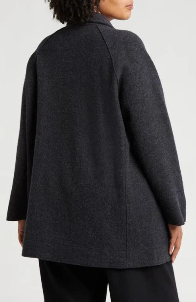 Eileen Fisher Longline Wool Motorcycle Jacket In Charcoal