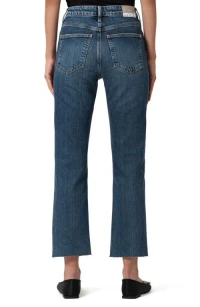 Mavi Jeans New York Raw Hem High Waist Straight Leg Jeans In Dark Used Classic Blue