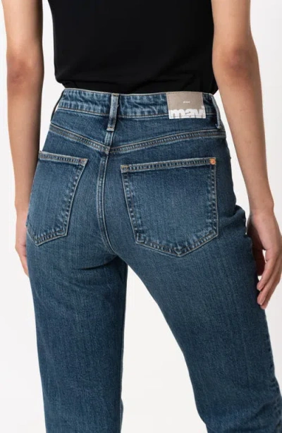 Mavi Jeans New York Raw Hem High Waist Straight Leg Jeans In Dark Used Classic Blue