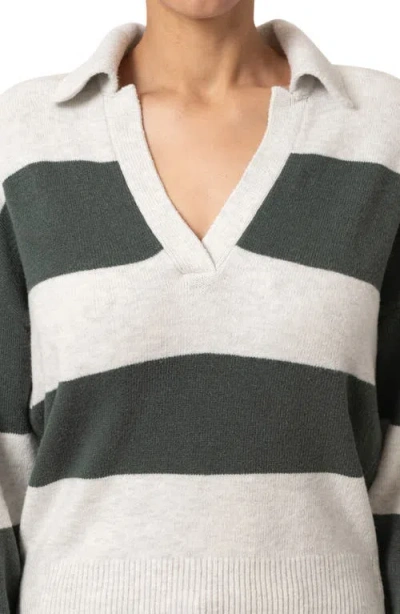 Mavi Jeans Stripe Johnny Collar Sweater In Urban Chic Stripe