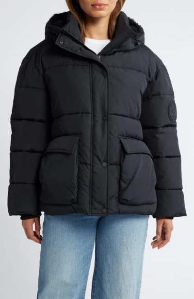 Shop Ugg(r) Kennedy Water Resistant Hooded Puffer Jacket In Black