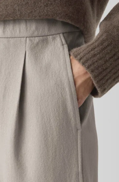 Eileen Fisher Pleated Wool Lantern Ankle Pants In Dove