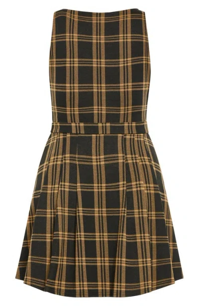 City Chic Miss Molly Sleeveless Plaid Minidress In Caramel Check