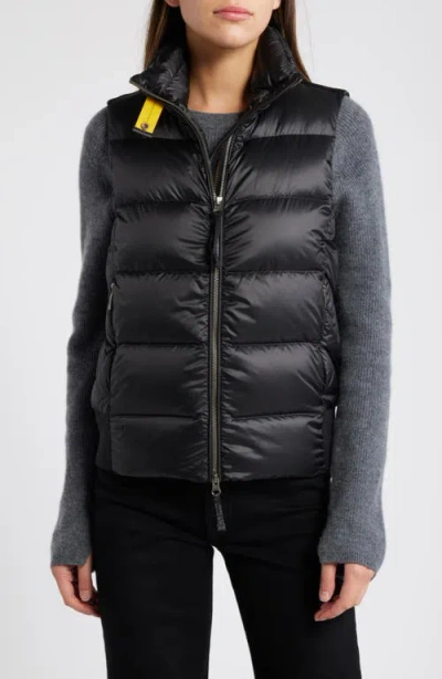 Parajumpers Ali Water Repellent 750 Fill Power Down Twill Puffer Vest In Black