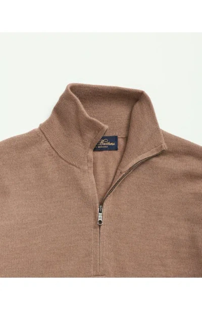 Brooks Brothers Big & Tall Merino Half-zip Sweater | Camel | Size 4x Tall In Camel