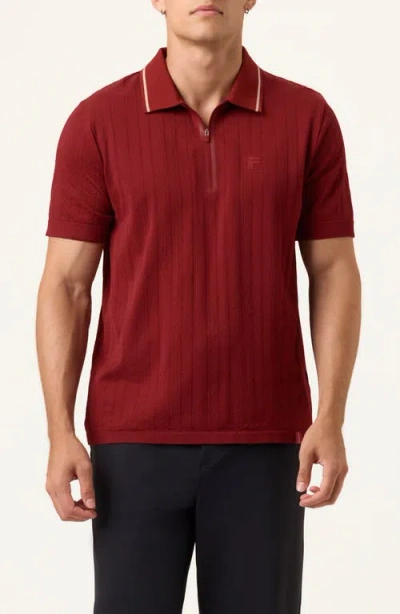 Shop Fila Challenger Quarter Zip Polo In Syrah