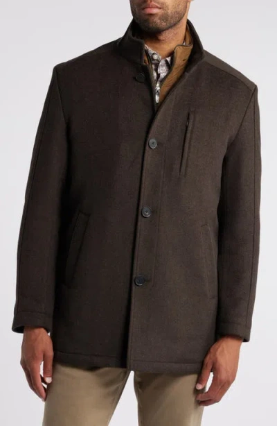 Johnston & Murphy Upton Car Coat With Removable Bib In Brown