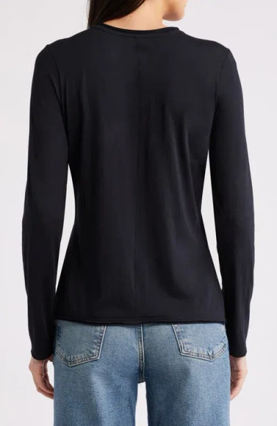 Rails Cotton Cashmere Long Sleeve Tee In Black In Black