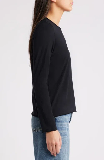 Rails Cotton Cashmere Long Sleeve Tee In Black In Black