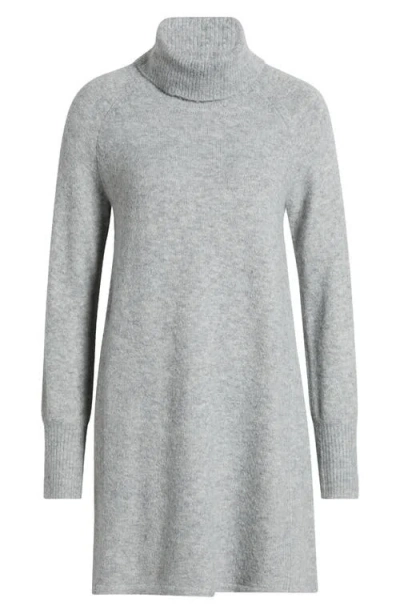 Shop Hatley Swing Long Sleeve Mini Trapeze Sweater Dress In Grey Melange