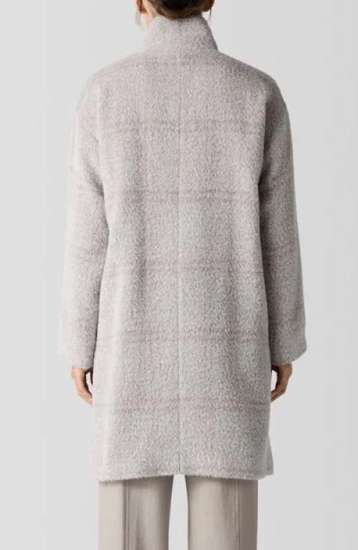 Eileen Fisher High Collar Long Coat In Dove